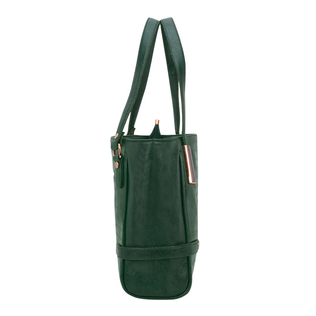 Jade Vegan PU Leather Office Handbag with Laptop Compartment and Zip Closure