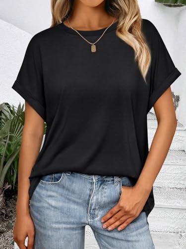 Womens Summer Tops Oversized Short Sleeve Business Casual T Shirts Trendy Fashion Clothes Spring Outfits
