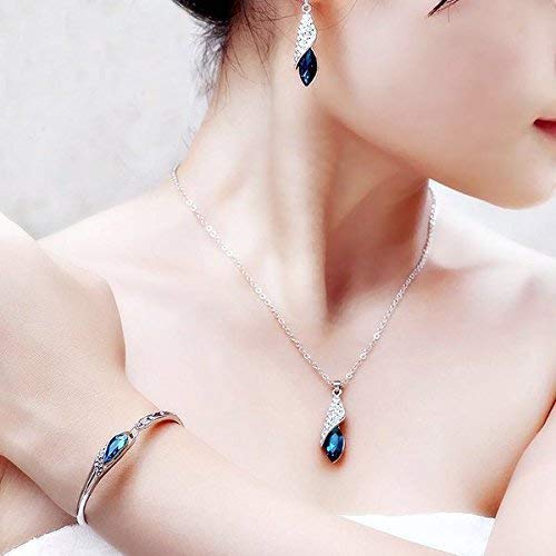 Valentine Gift for Girlfriend Wife Italian Designer Platinum Plated Stylish Crystal Jewellery Set