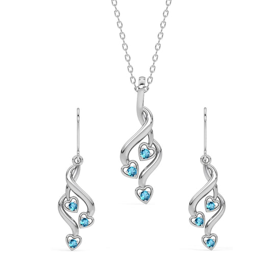 Sterling Silver Valentina Pendant Earring Chain Jewellery Set | Rhodium Plated, Swiss Zirconia