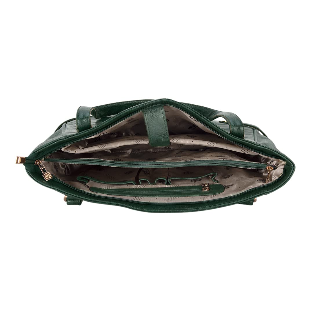 Jade Vegan PU Leather Office Handbag with Laptop Compartment and Zip Closure
