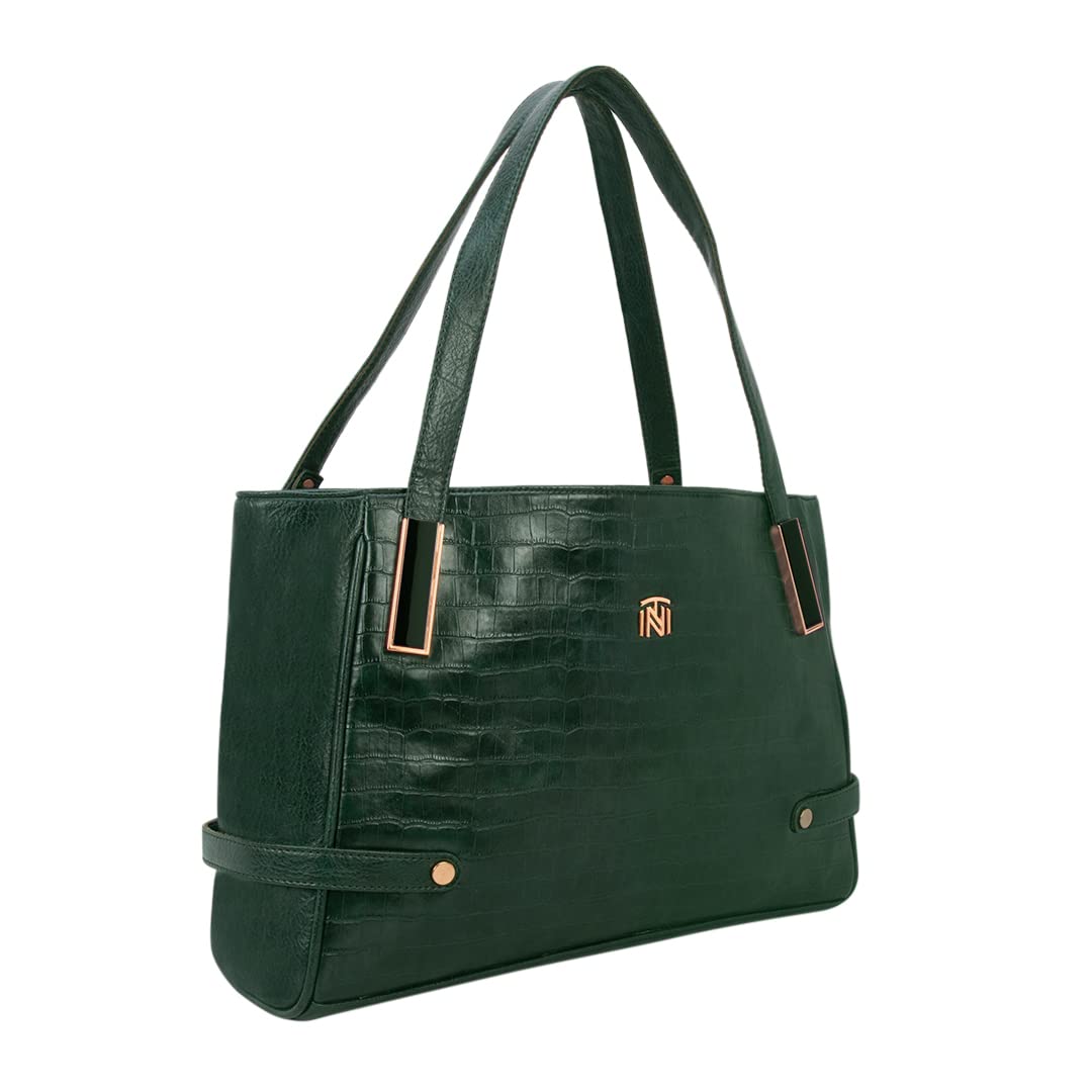 Jade Vegan PU Leather Office Handbag with Laptop Compartment and Zip Closure