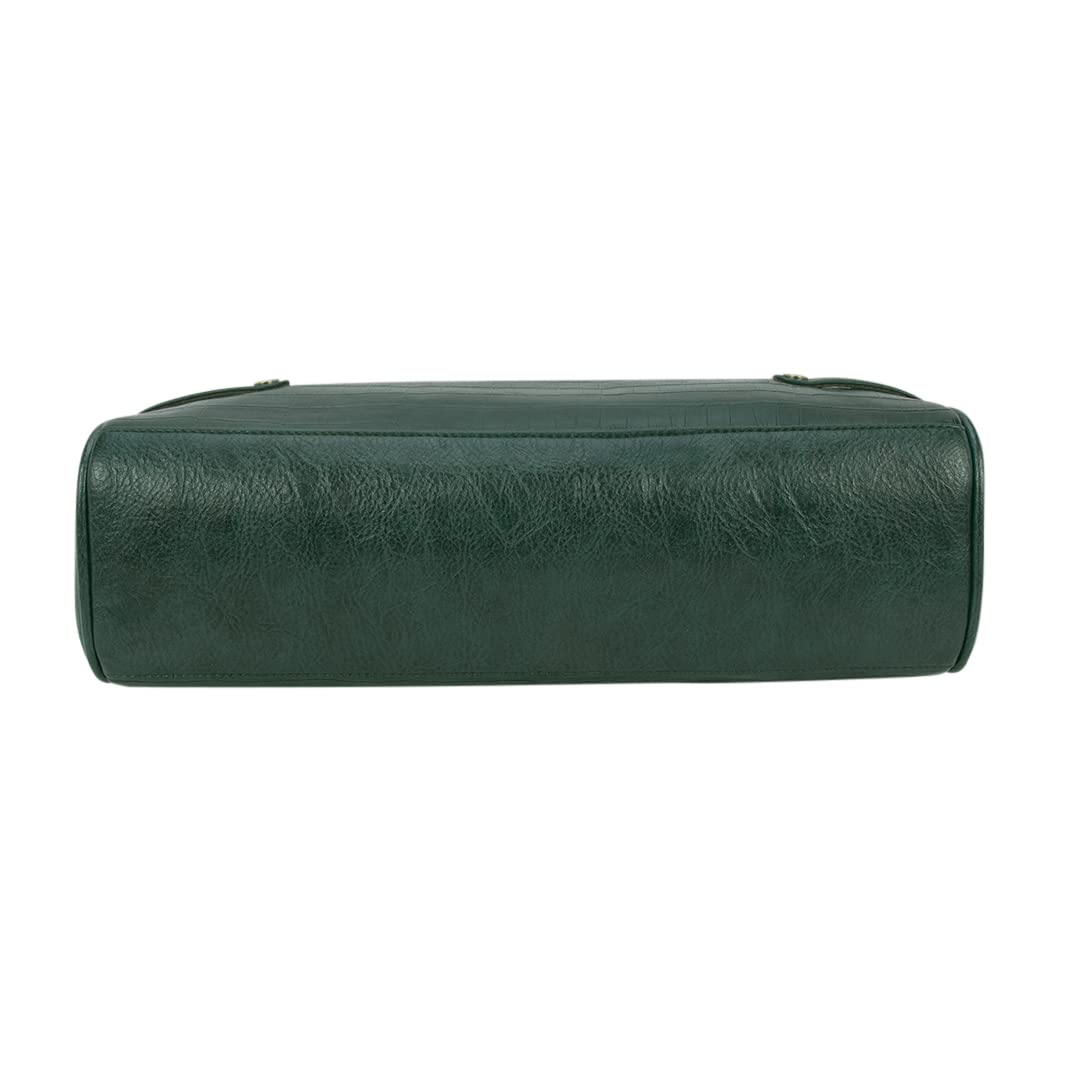 Jade Vegan PU Leather Office Handbag with Laptop Compartment and Zip Closure