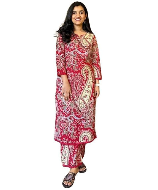 Elegant Floral Print with 3/4th Sleeves, Festive Wear