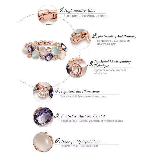 Latest Stylish Rose Gold Austrian Crystal Bracelet