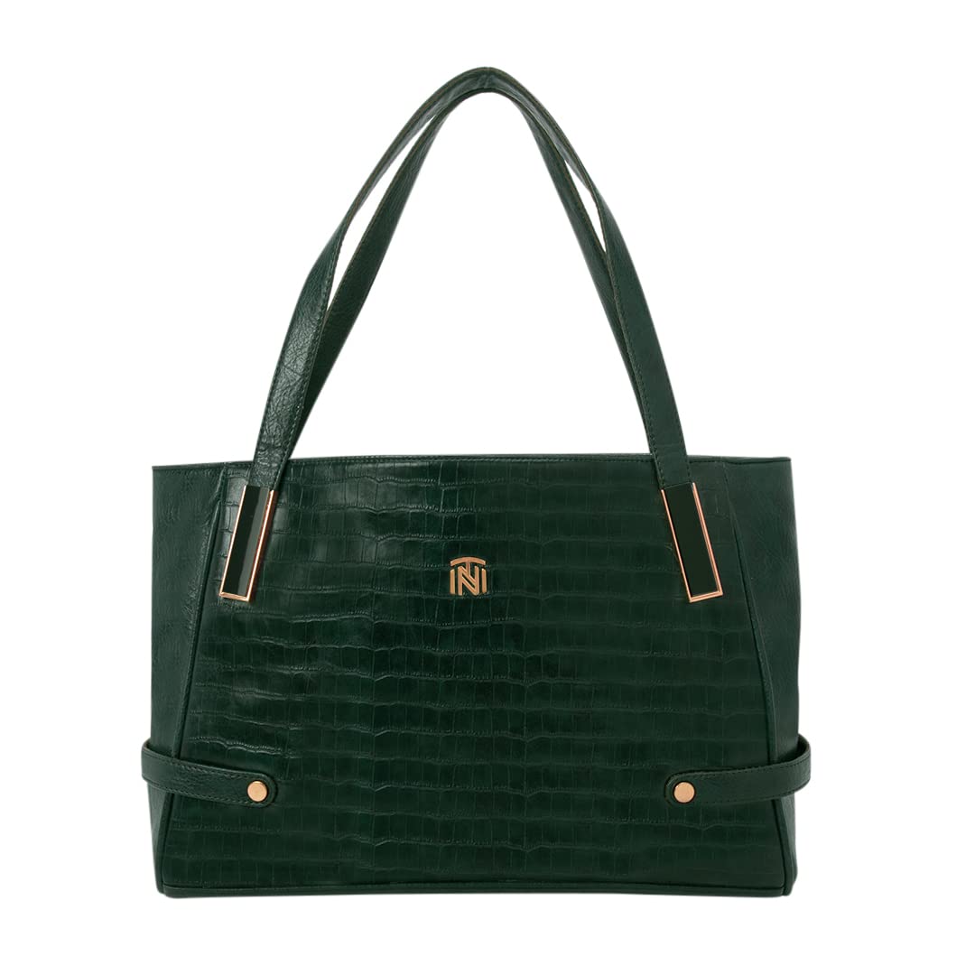 Jade Vegan PU Leather Office Handbag with Laptop Compartment and Zip Closure