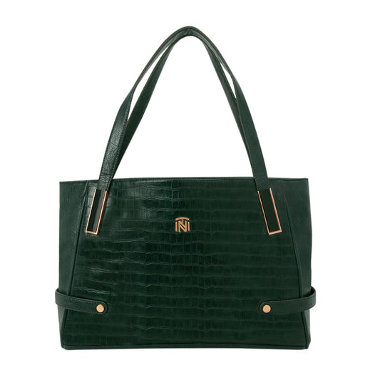 Jade Vegan PU Leather Office Handbag with Laptop Compartment and Zip Closure