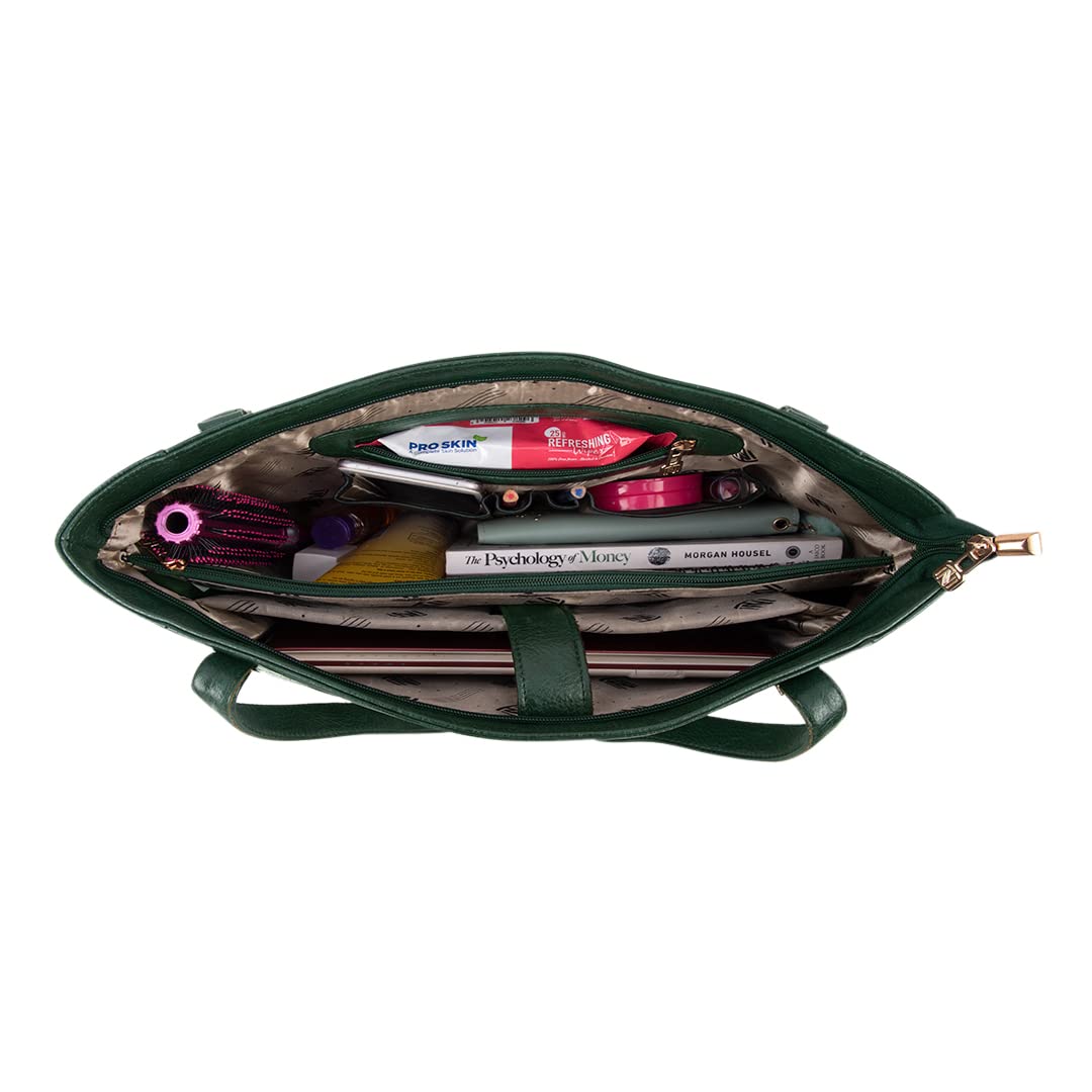 Jade Vegan PU Leather Office Handbag with Laptop Compartment and Zip Closure
