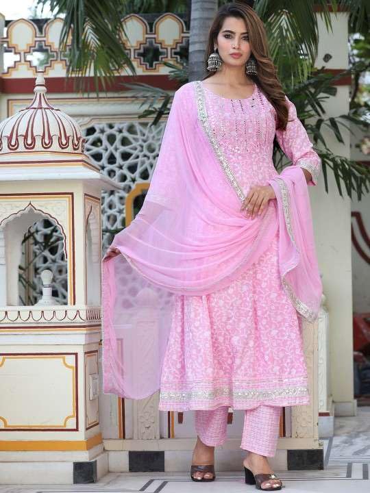 Rayon Anarkali Kurti Pant With Dupatta