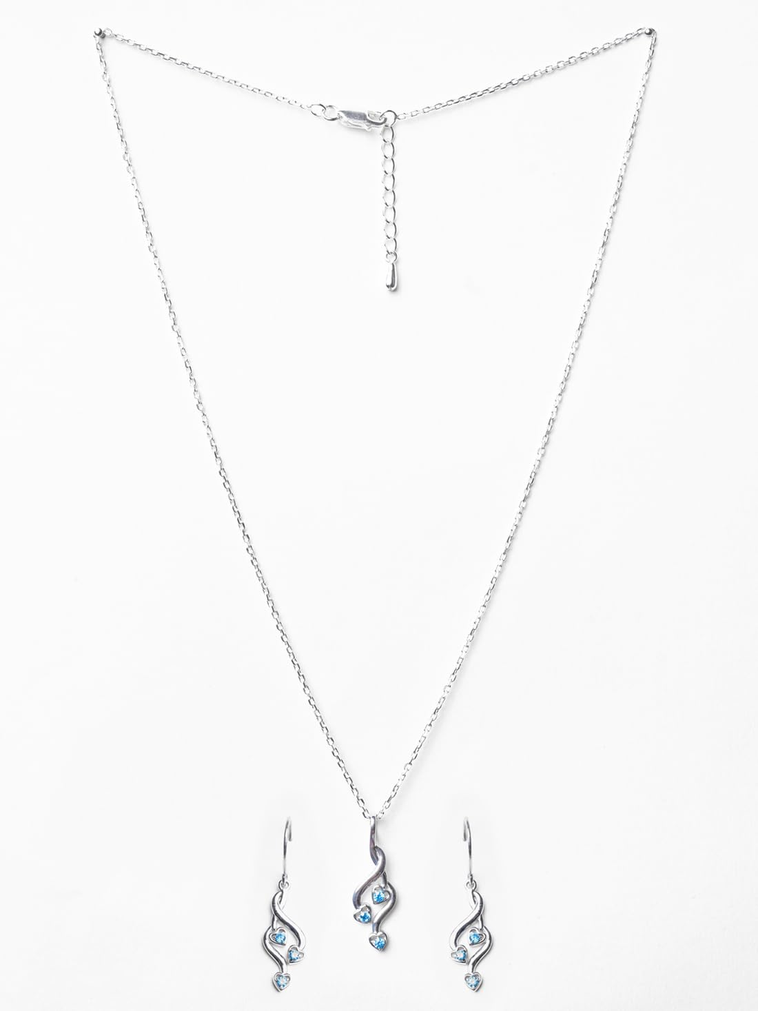 Sterling Silver Valentina Pendant Earring Chain Jewellery Set | Rhodium Plated, Swiss Zirconia