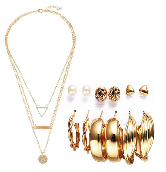 Fashion Jewellery Gold Plated Necklace and Earrings Combo Jewellery Set