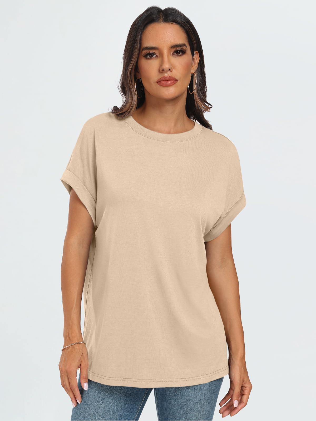 Womens Summer Tops Oversized Short Sleeve Business Casual T Shirts Trendy Fashion Clothes Spring Outfits