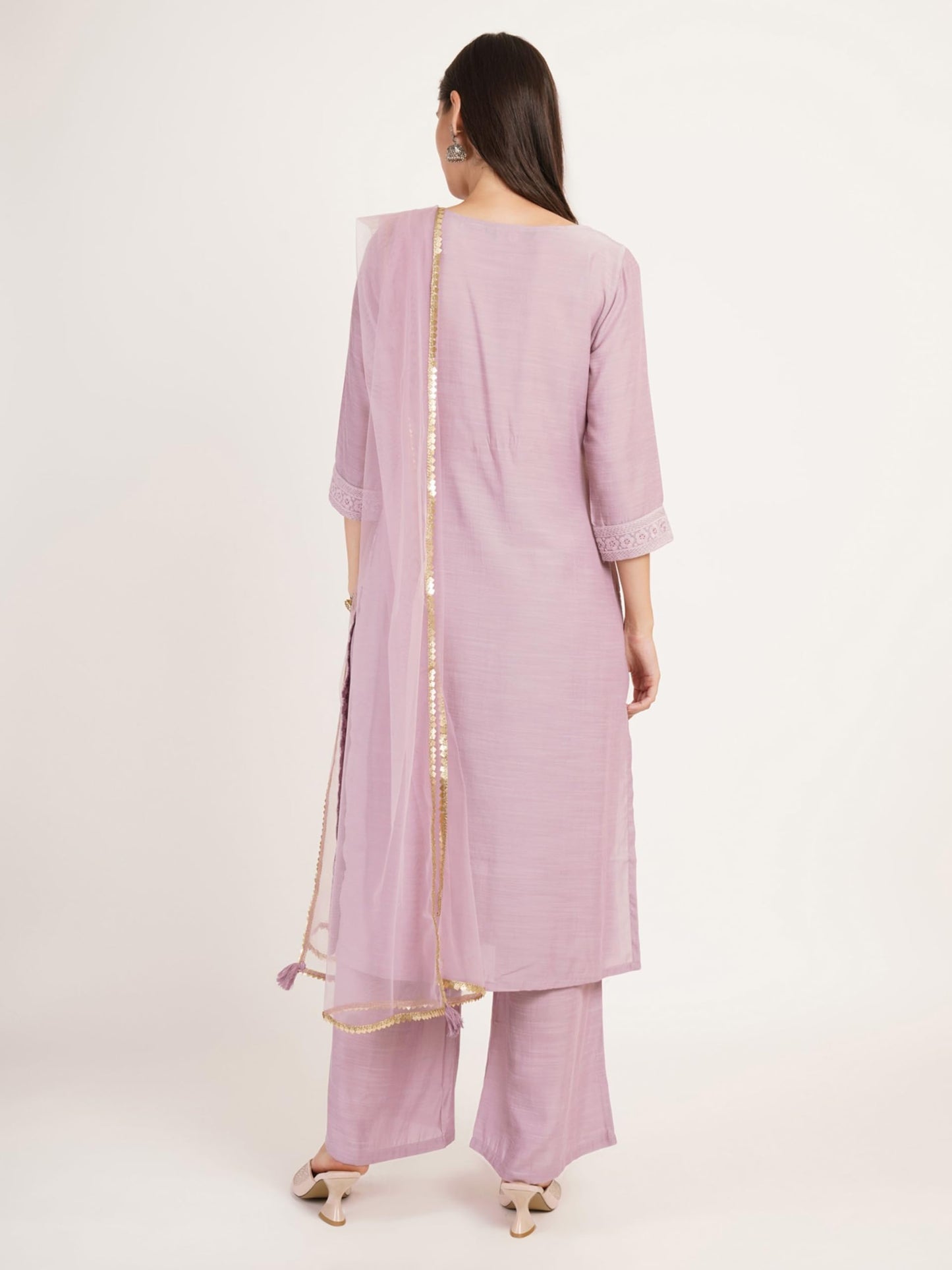 Silk Blend Chikankari Embroidery Kurta set with Dupatta