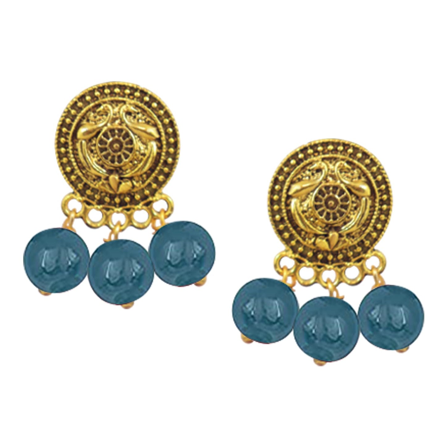 Gold Mint Green Beaded Necklace set Keyhole pendant design adjustable length designer set