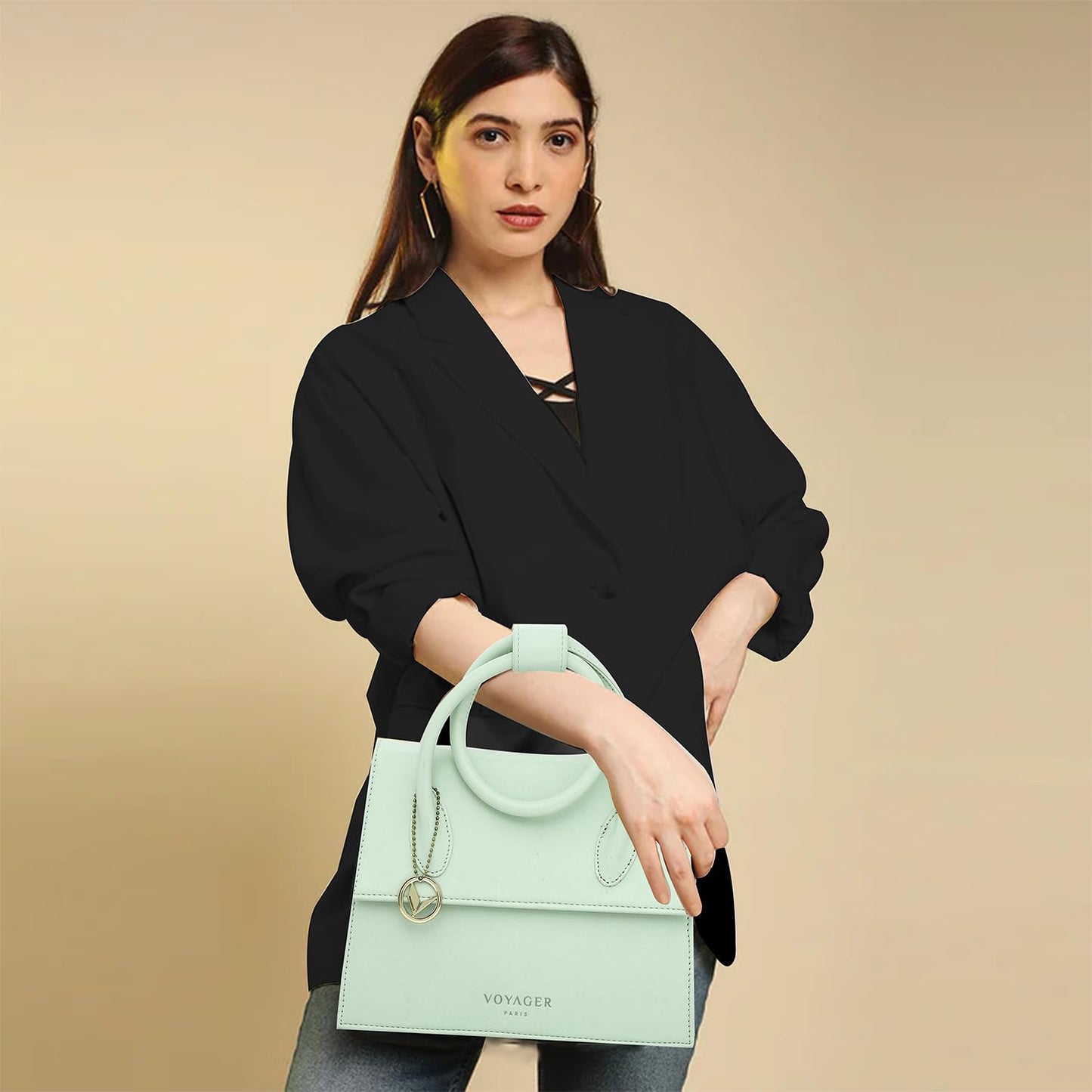 PARIS Sephora Handbag | Foldable Top Handle Bag | Vegan Leather | Has An Inner Zipper Pocket And One Open Pocket | Suitable For Office & Daily Use