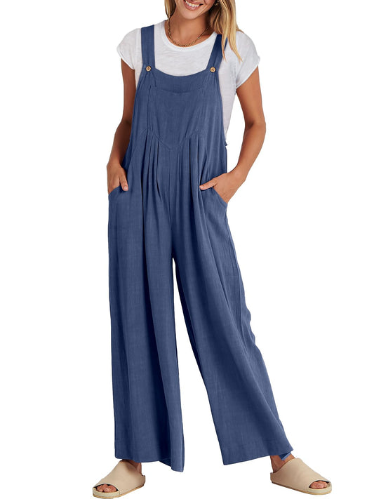 Wide Leg Casual Summer Outfits Linen Jumpers Sleeveless Straps