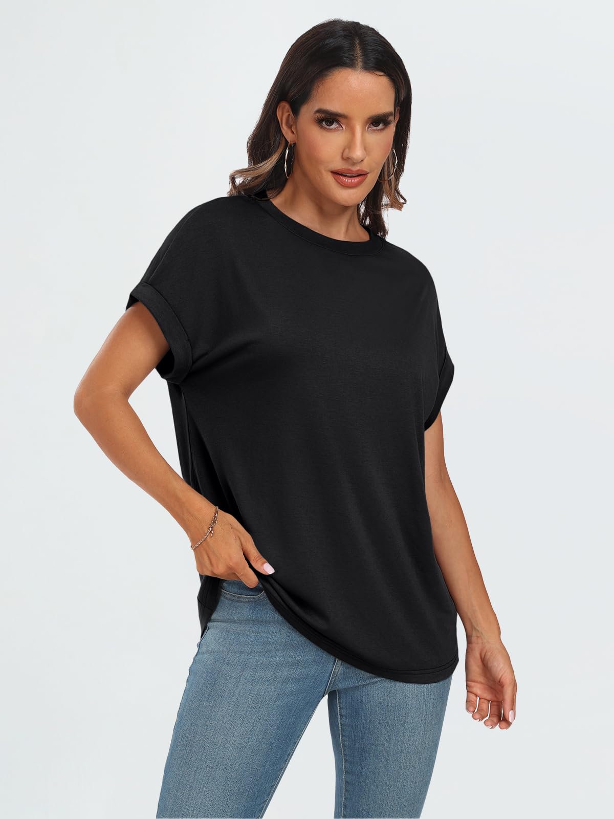 Womens Summer Tops Oversized Short Sleeve Business Casual T Shirts Trendy Fashion Clothes Spring Outfits