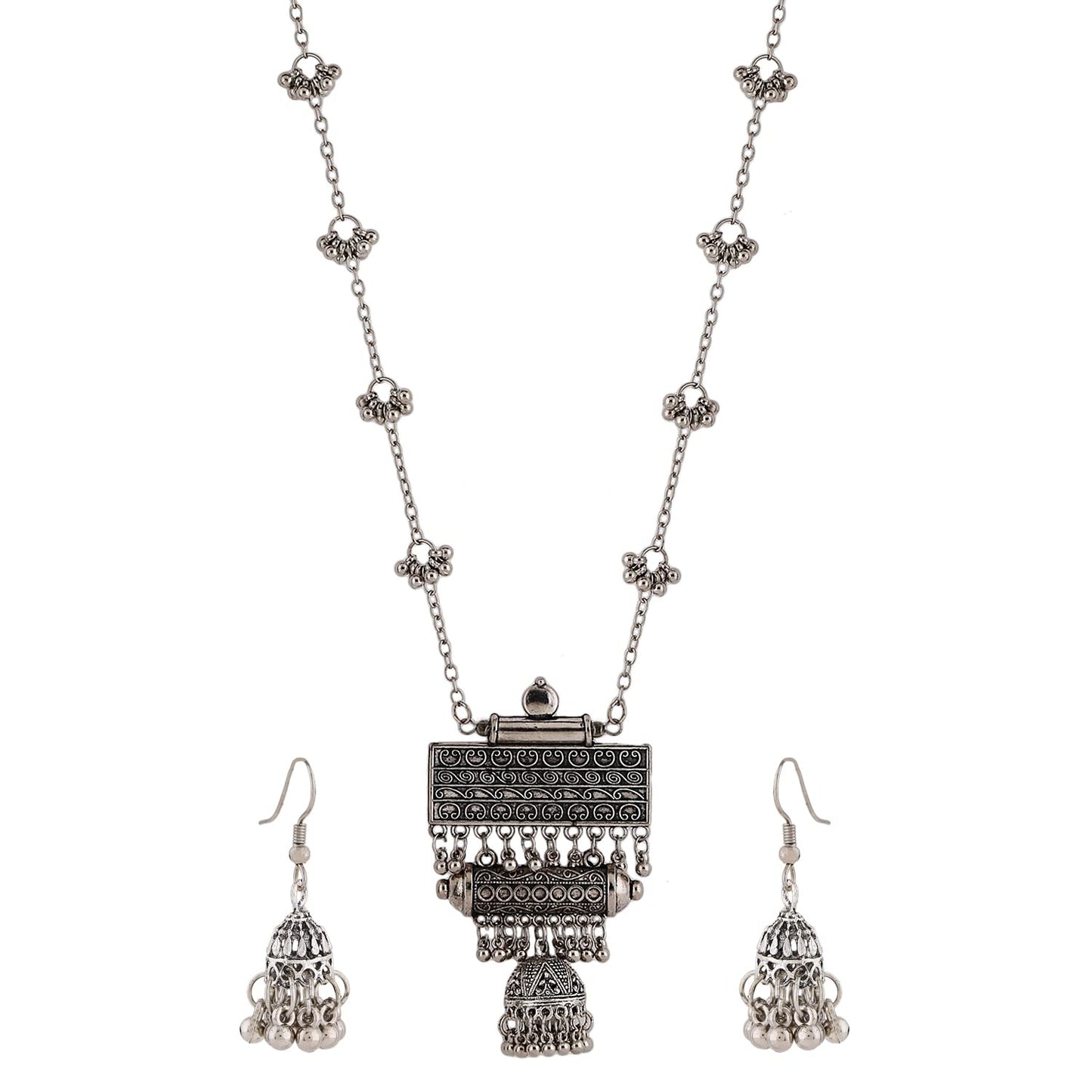 Latest Stylish Traditional Oxidised Silver Necklace Jewellery Set