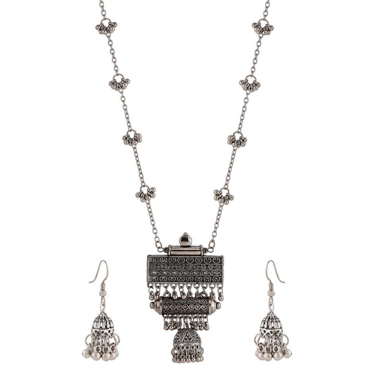 Latest Stylish Traditional Oxidised Silver Necklace Jewellery Set