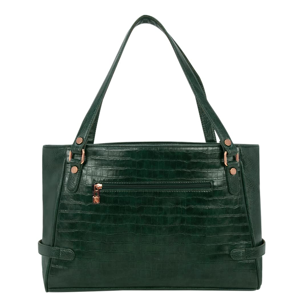 Jade Vegan PU Leather Office Handbag with Laptop Compartment and Zip Closure