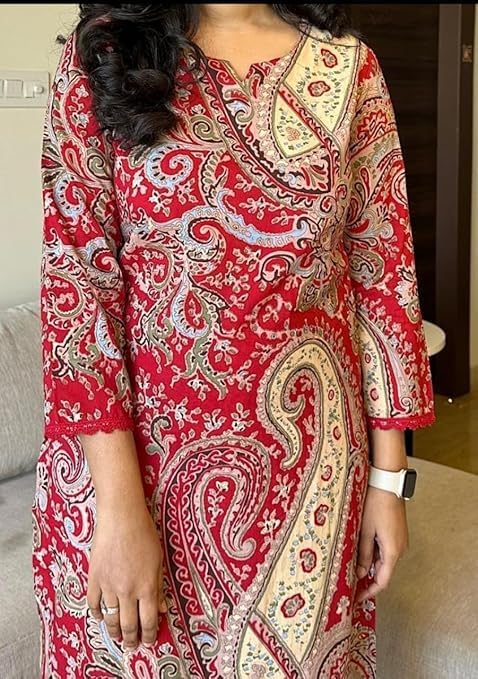 Elegant Floral Print with 3/4th Sleeves, Festive Wear