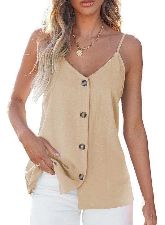 Women Summer Tank Tops Casual V Neck Strappy Loose Beach Sleeveless Shirts