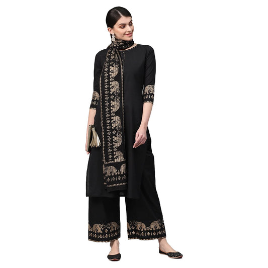 Black Kurta Set With Dupatta