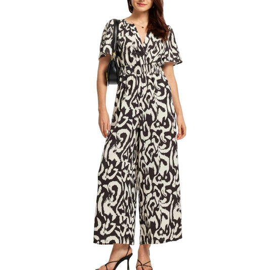 Casual Jumpsuits Wide Leg V Neck Office Business Fashion Short Sleeve