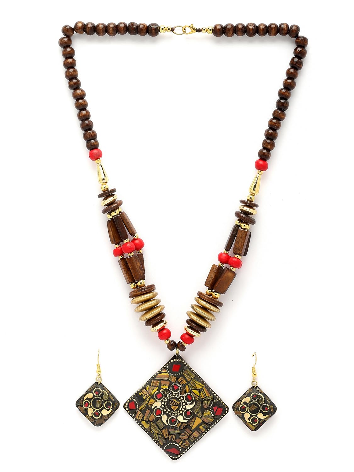 Latest Stylish Traditional Tibetan Pendant Necklace Jewellery Set