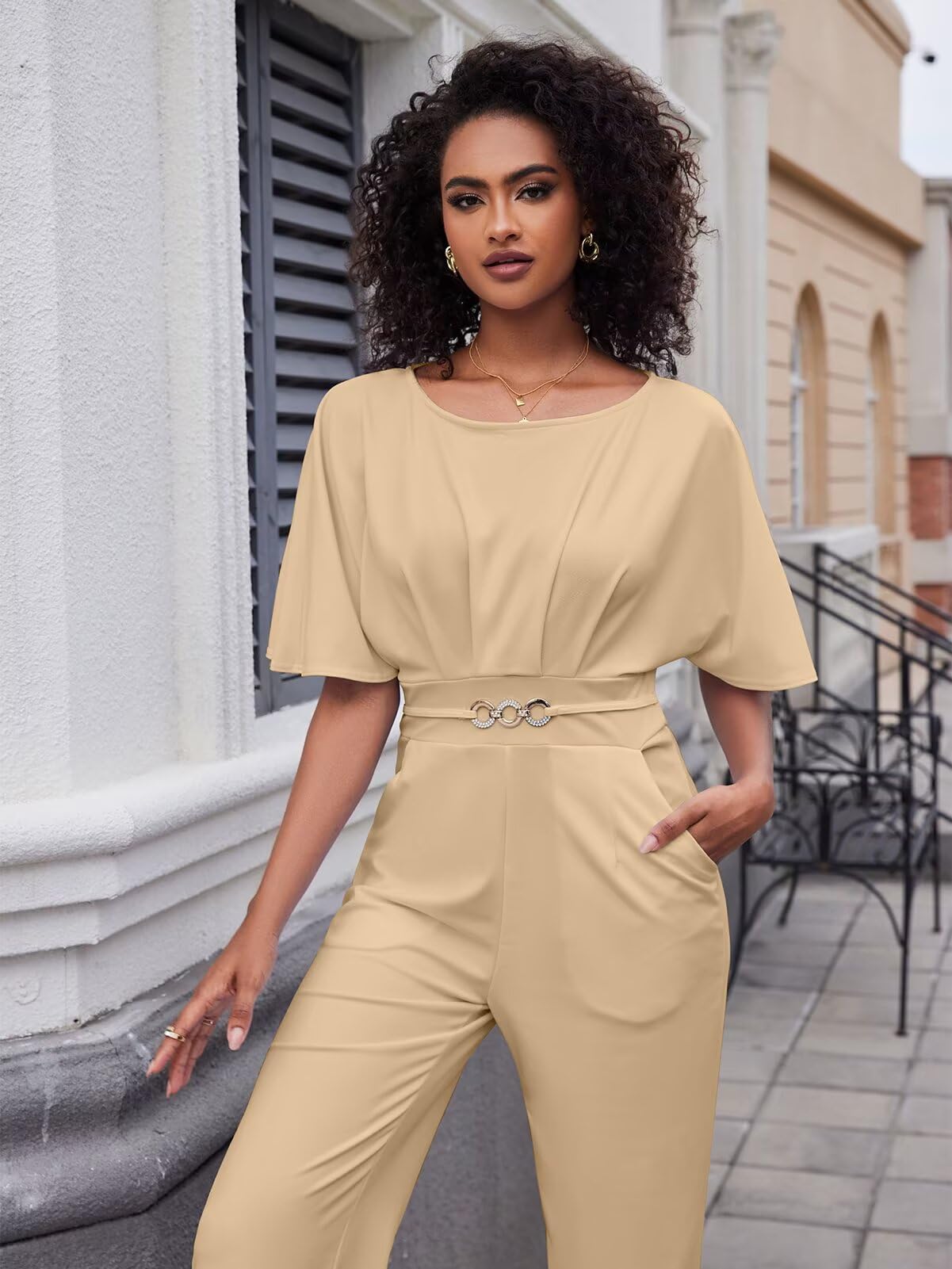 Elegant Jumpsuit for Women  Wide Leg Pant Suit One Piece Party Outfits Heather Pink