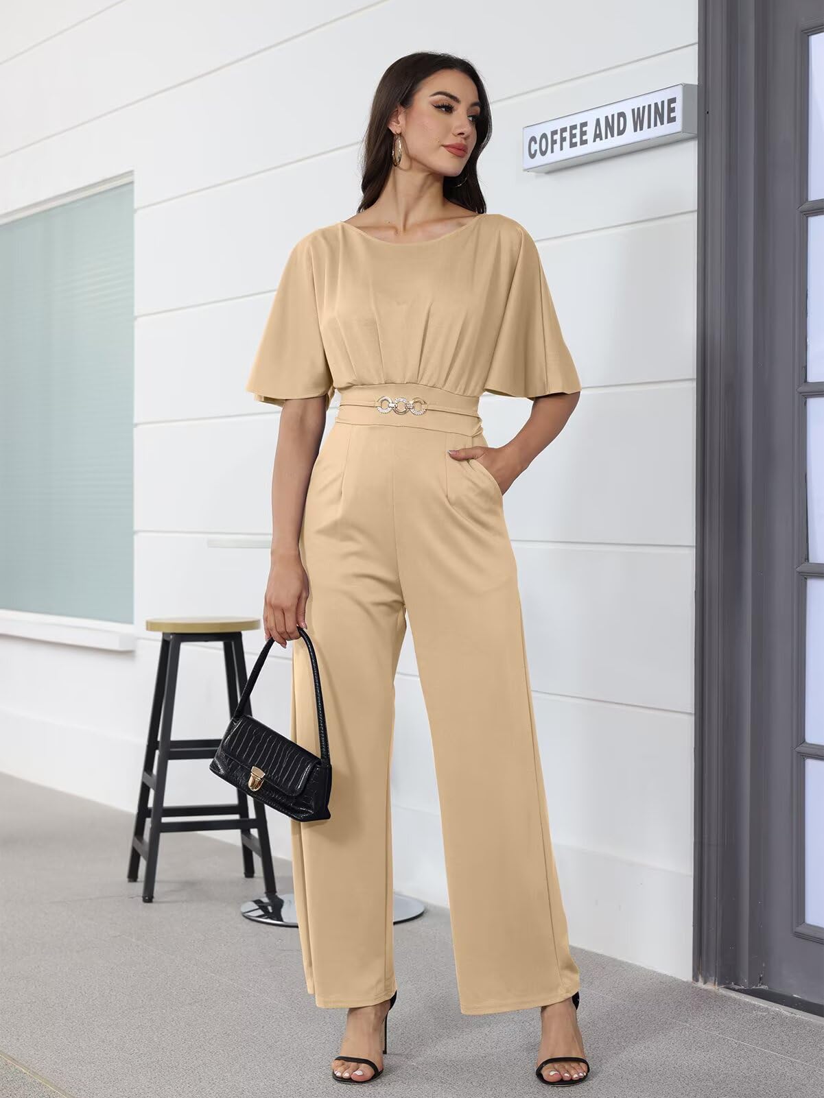 Elegant Jumpsuit for Women  Wide Leg Pant Suit One Piece Party Outfits Heather Pink