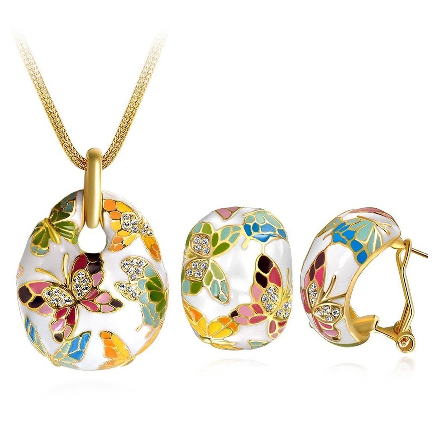 ewellery Sets for Women Enamel Necklace Pendant Jewellery set with Earrings