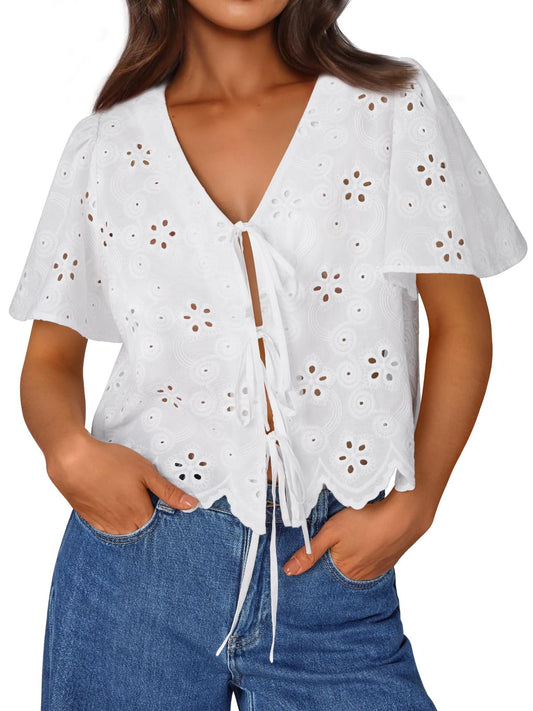 Tie Front Tops Summer Beach Vacation