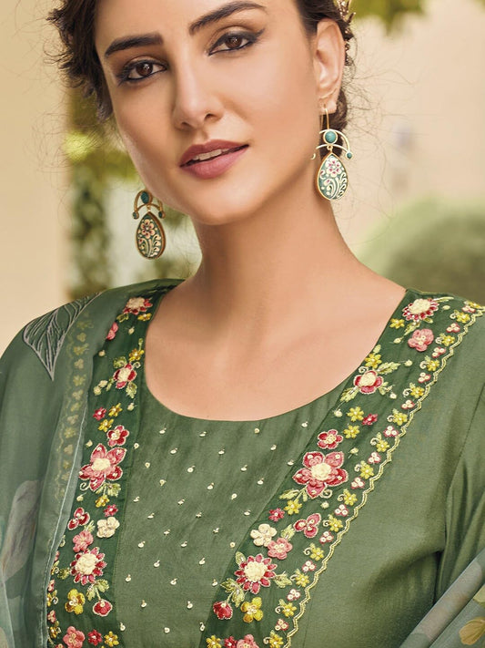 Anarkali Suit kurti pant and Dupatta 3pc set