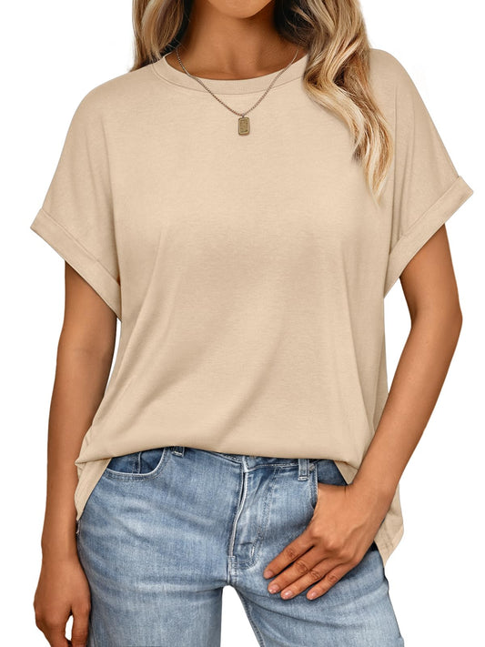 Womens Summer Tops Oversized Short Sleeve Business Casual T Shirts Trendy Fashion Clothes Spring Outfits