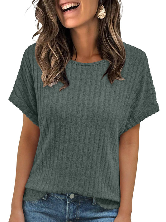 Women Shirts Summer Sweaters Regular Fit Short Sleeve Tunic Tops