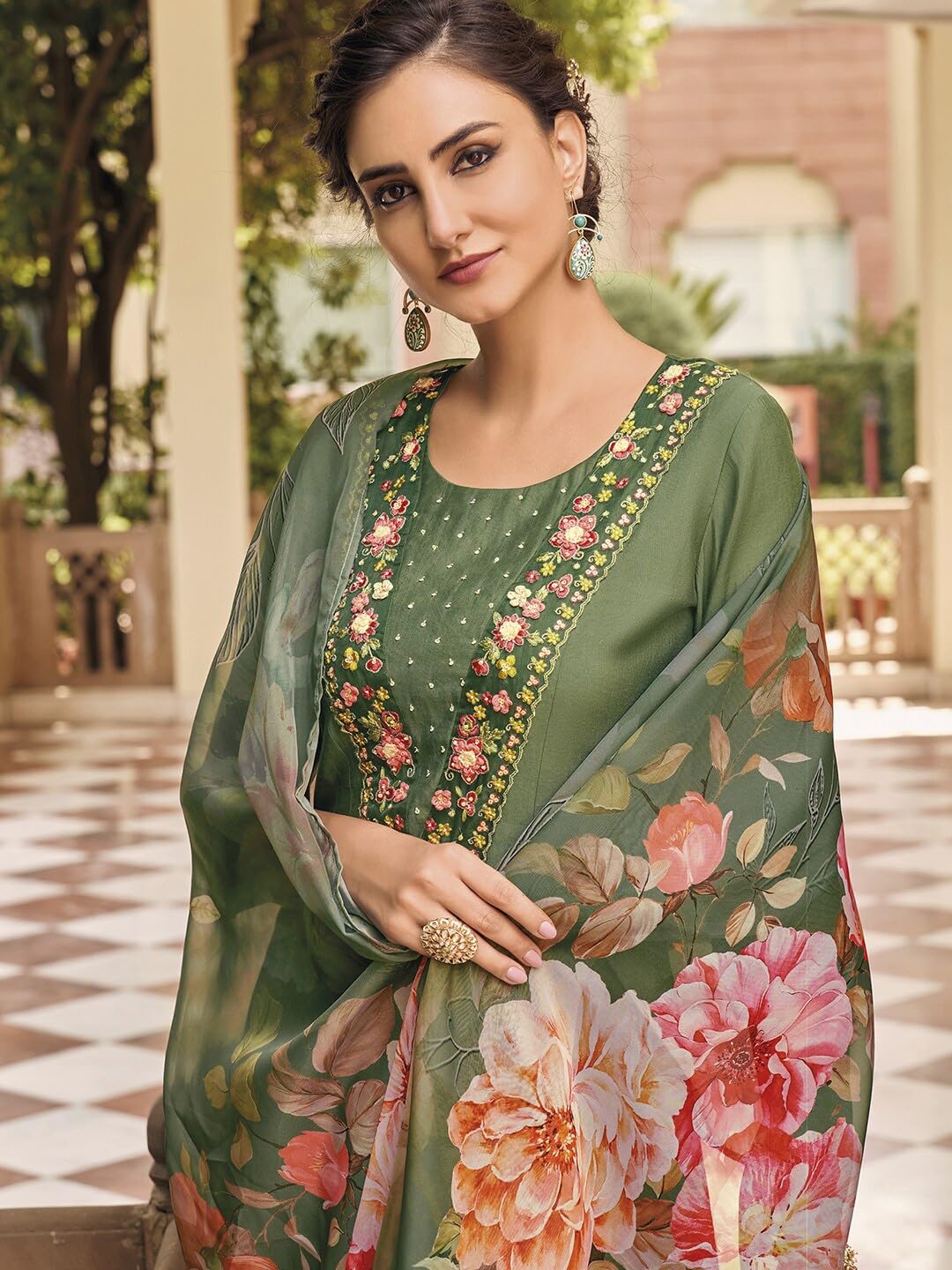 Anarkali Suit kurti pant and Dupatta 3pc set