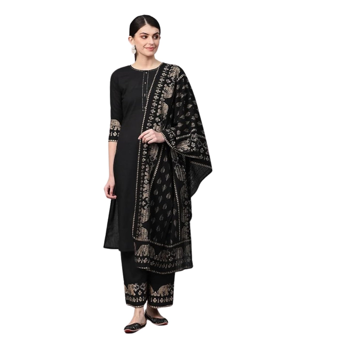 Black Kurta Set With Dupatta