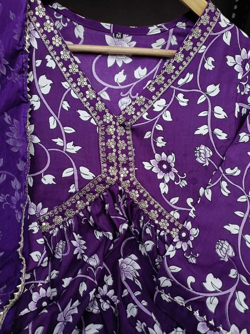 Flower Printed Alia Cut Kurti Pant and Dupaata Set
