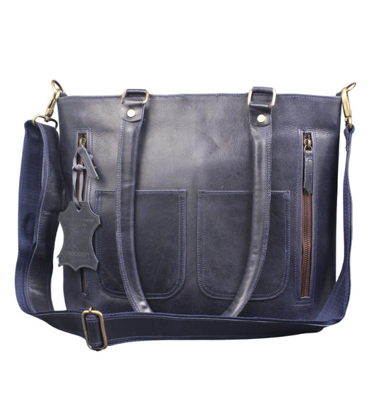 Leather Blue Tote Bag Messenger Bag Ladies Purse Crossbody Shoulder Satchel Handbag