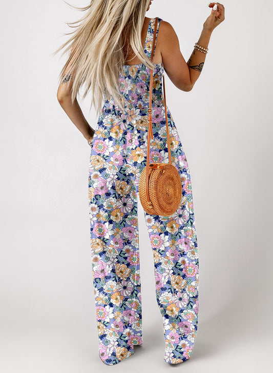 Sleeveless Jumpsuits Stretchy Wide Leg Long Pant