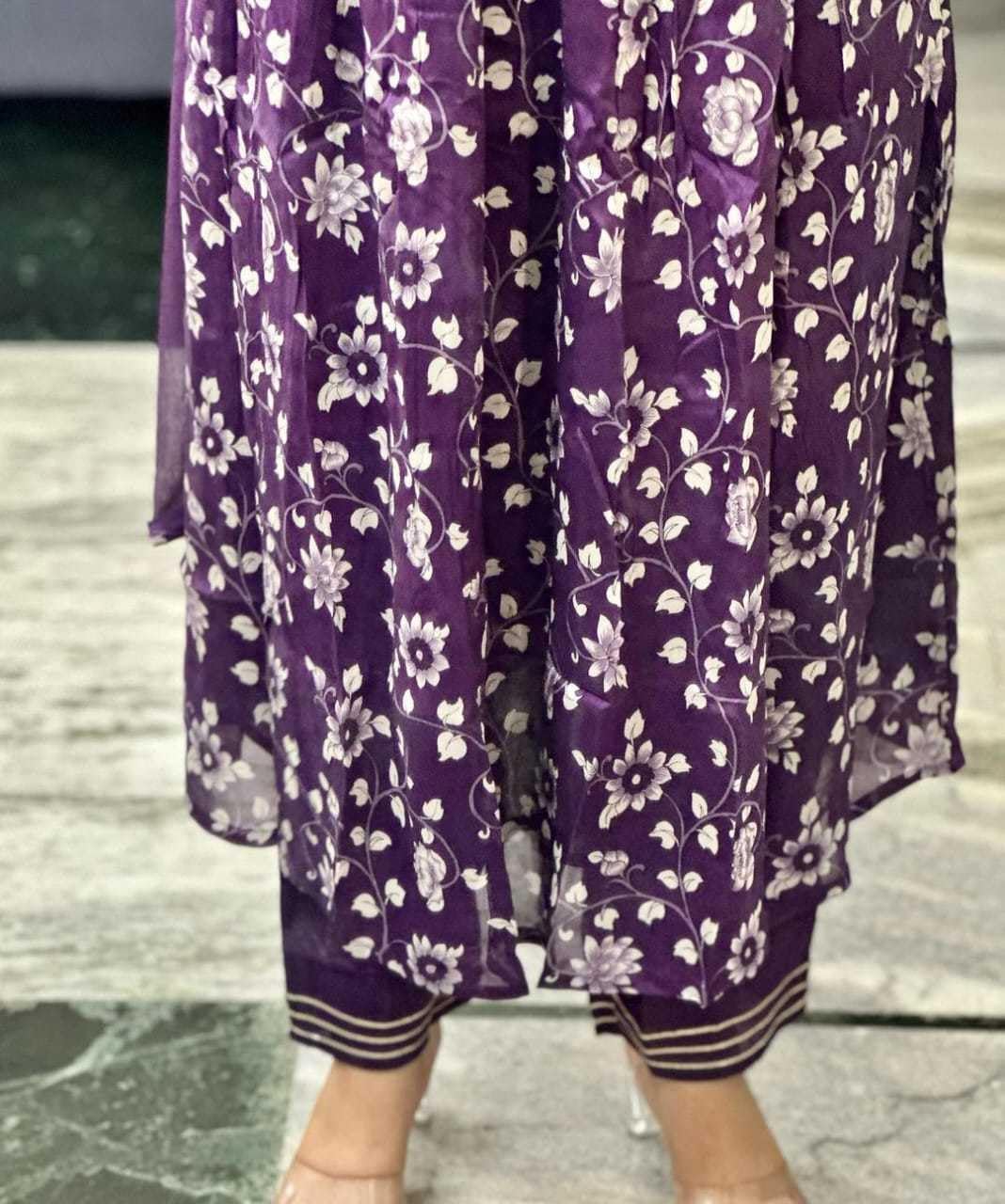 Flower Printed Alia Cut Kurti Pant and Dupaata Set