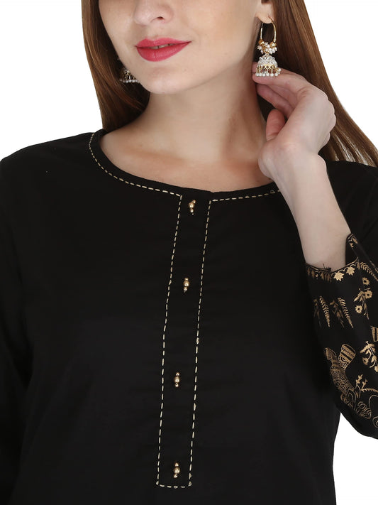 Black Kurta Set With Dupatta