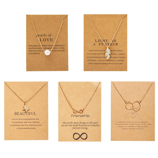 NUDE STITCH 5 Pcs Combo Latest Stylish Infinity Butterfly Pearl Necklace Jewellery Set for Women Pendant Necklace