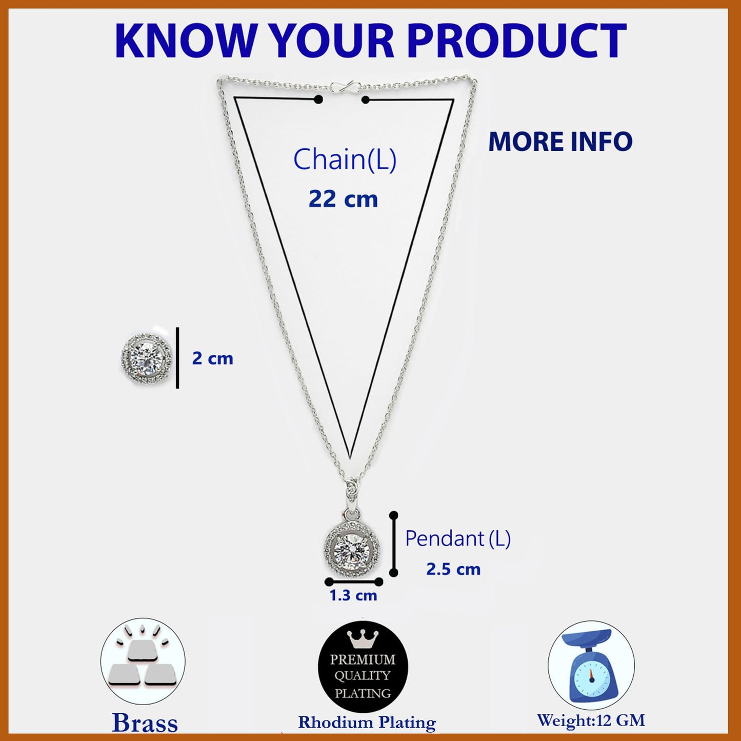 Luxury AD Crystal Pendant Gift for Women | Gift for Sister | Rakhi jewelery | Rakshabandhan Gift Pendant with Earrings Jewellery Set