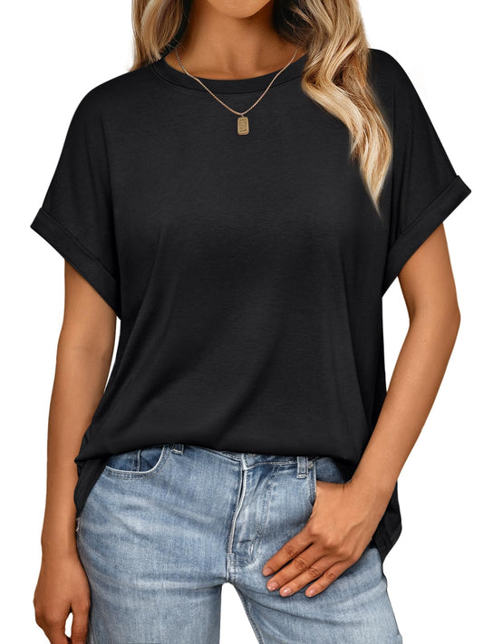 Womens Summer Tops Oversized Short Sleeve Business Casual T Shirts Trendy Fashion Clothes Spring Outfits