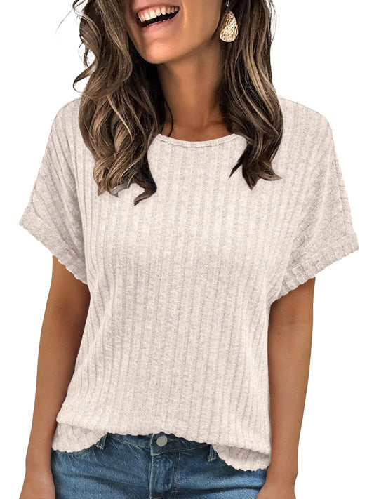Women Shirts Summer Sweaters Regular Fit Short Sleeve Tunic Tops 2025 Dressy Casual