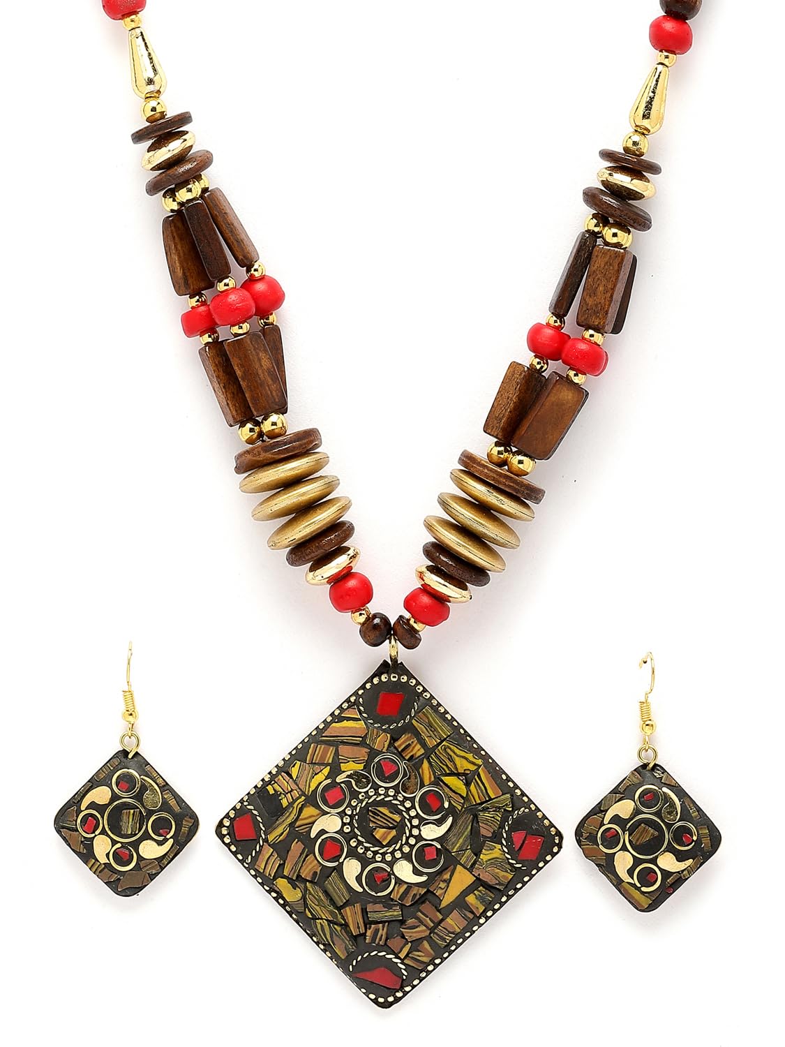 Latest Stylish Traditional Tibetan Pendant Necklace Jewellery Set