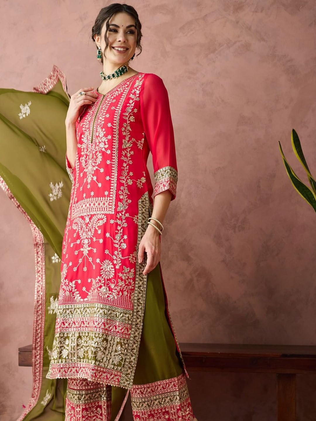 embroidered kurta set for party wear sharara palazzo style salwar kameez suit