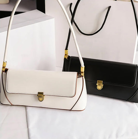 Clutch Bag Leather Retro Bag | Flap Shoulder Purse with Wide Strap for Girls